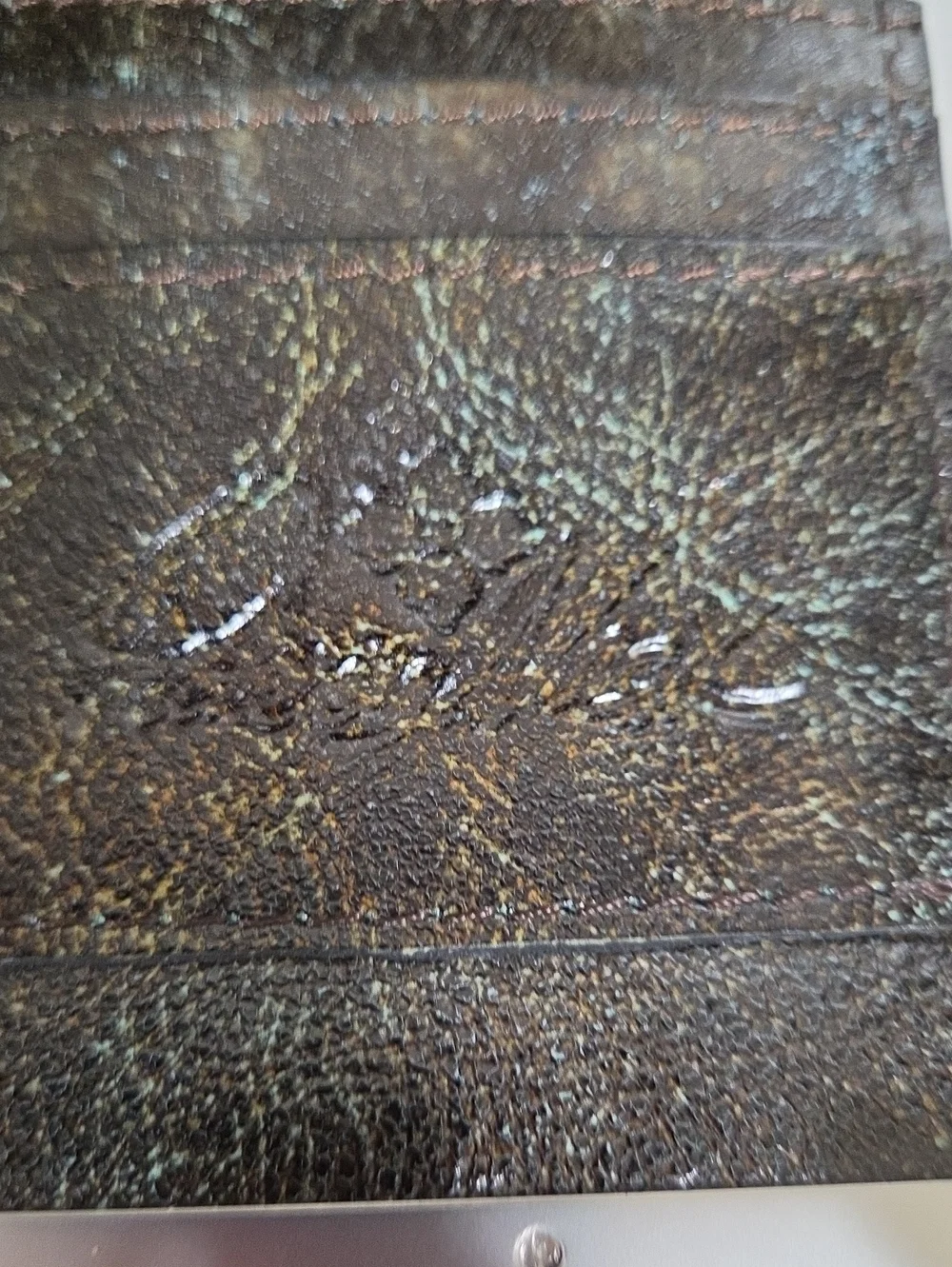 Patricia Nash Tooled Floral Leather Clutch Wallet in Turquoise and Brown